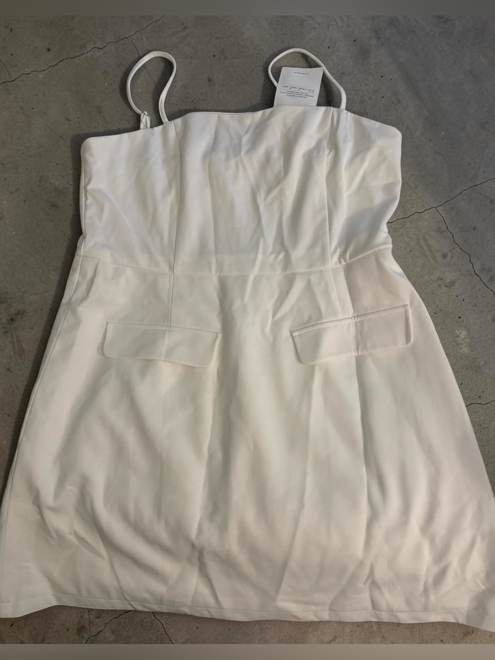 White Strapless Mini Dress with Flap Pocket Detail